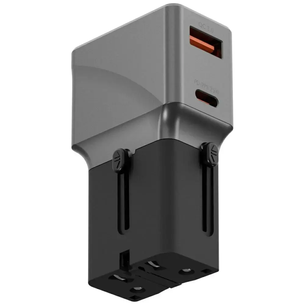 ENERGEA TravelWorld tīkla lādētājs | 25W | USB-A, USB-C | pelēks
