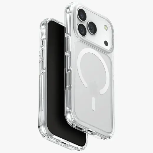 UNIQ LifePro Xtreme telefono dėklas su stovu ir MagSafe palaikymu, skirtas iPhone 17 Pro, permatomas
