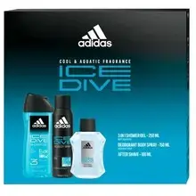 Adidas Ice Dive Gift set Aftershave 100 ml, shower gel 250 ml and deodorant 150 ml 100ml