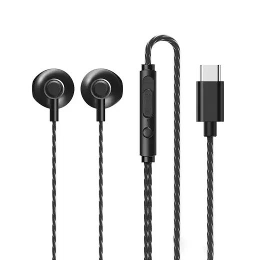 REMAX in-ear earphones USB Type C headset with remote control black (RM-711a Tarnish)