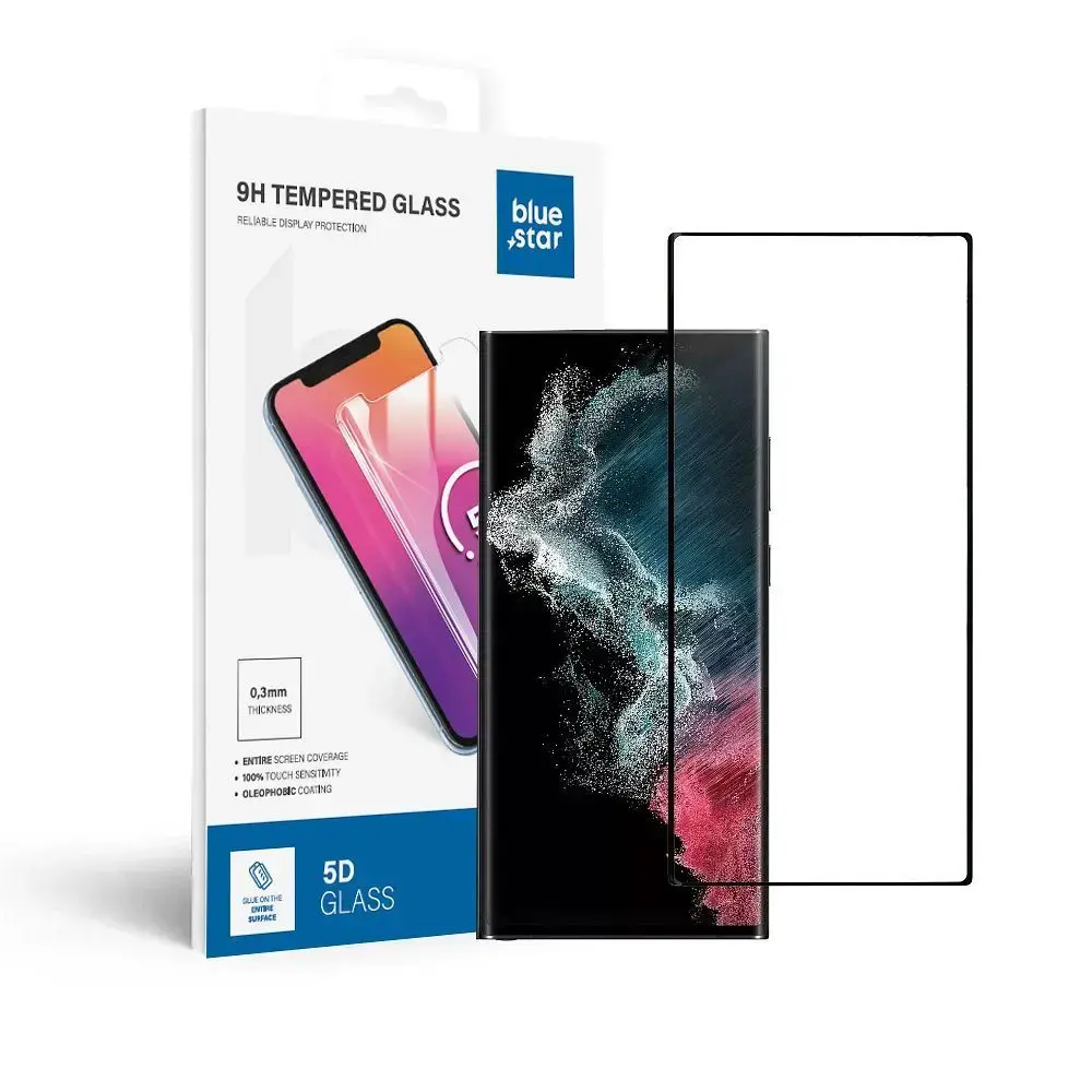 Blue Star 5D aizsargstikls telefona ekrānam Galaxy S22 Ultra