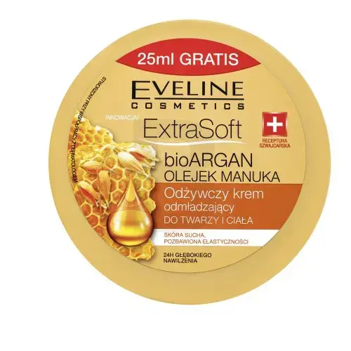 Eveline Extra Soft liftingový zpevňující krém BioARGAN Manuka Oil Face and Body Cream 175 ml