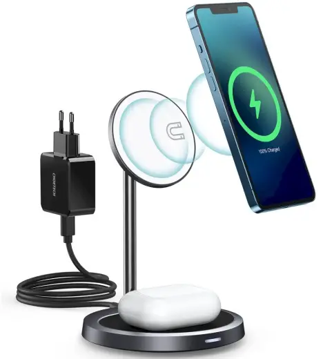 Choetech 2in1 Magnetic Holder Qi Wireless Charger for Magsafe 15W Gray (T575-F)