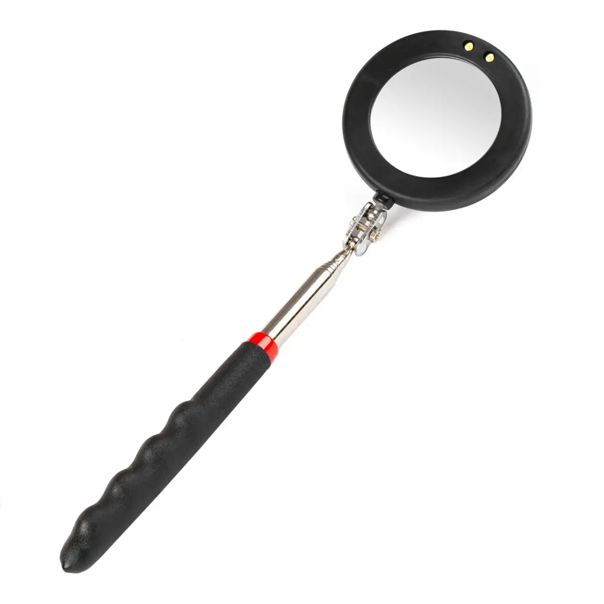 Telescopic inspection mirror with LED lamp