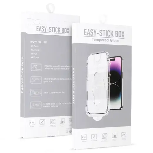 Full Glue Easy-Stick Box aizsargstikls telefona ekrānam iPhone 17 Pro | iPhone 18 Pro