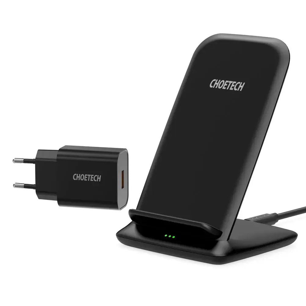 Choetech 15W bracket wireless fast charging 15W, black + Q5003 European standard black + AB cable 1.2m black