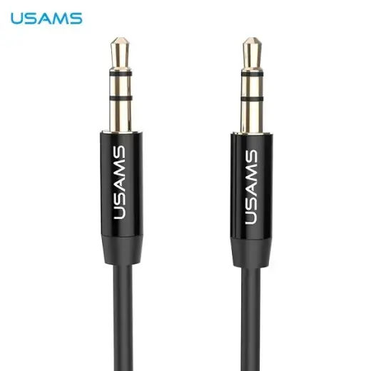 USAMS Adapter audio jack 3,5m - 3,5m 1m czarny|black YP101 (YP-01)