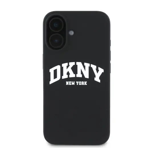 DKNY Liquid Silicone Arch Logo MagSafe Case for iPhone 16 Plus Black