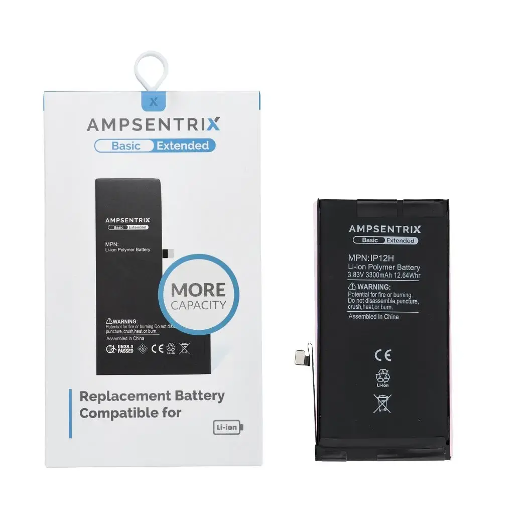 AmpSentrix Basic battery for iPhone 12 / 12 Pro (high capacity 3300 mAh)