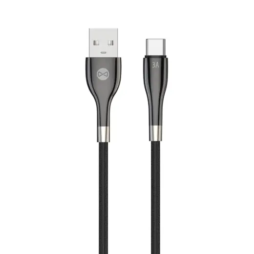 Forever Sleek datu pārraides un uzlādes vads | USB-A uz USB-C | 15W | 1m | melns