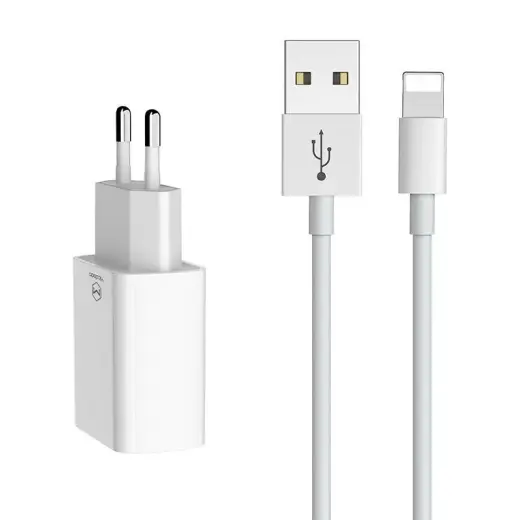 Mcdodo CH-6720 travel charger | USB-A, Lightning | with Lightning cable included | white