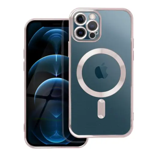 Case for iPhone 12 PRO Electro Mag Cover compatible with MagSafe gold-rose