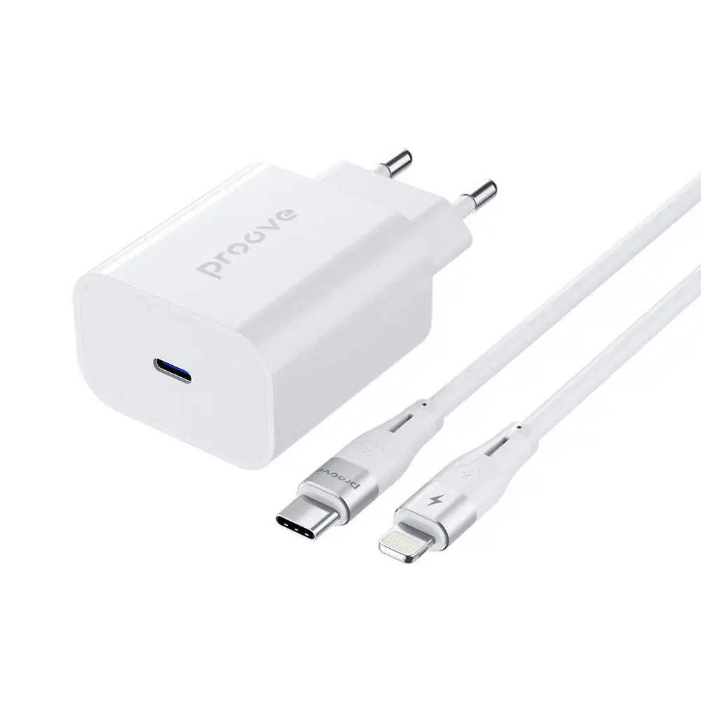 Proove wall charger Rapid 20W USB-C + USB-C - Lightning cable 27W white