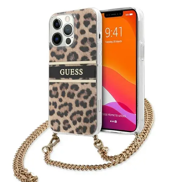 Guess GUHCP13LKBCLE iPhone 13 Pro | 13 6,1" Leopard hardcase Gold Strap