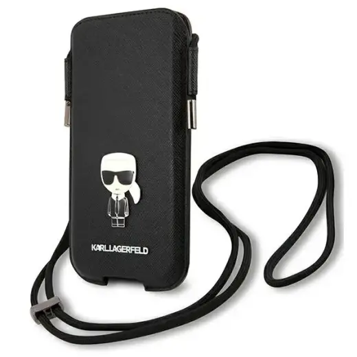 Karl Lagerfeld Torebka KLHCP12LOPHKMK 6,7" czarny|black hardcase Saffiano Ikonik Kar
`s