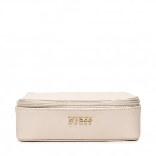 Guess, Holdall, Synthetic Leather, Textile Bag, Jewelry Case, Cream, For Women, 18 x 6 x 18cm