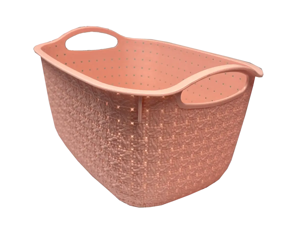 BESK Small plastic basket Village 37x27x22cm, pink