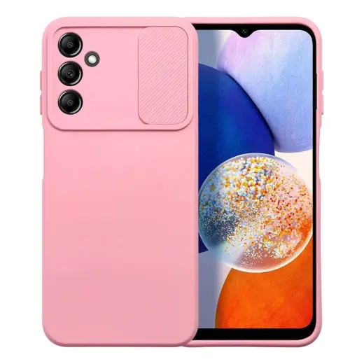 SLIDE telefono dėklas Samsung Galaxy A14 4G (A145) | A14 5G (A146) rožinis (su kameros apsauga)