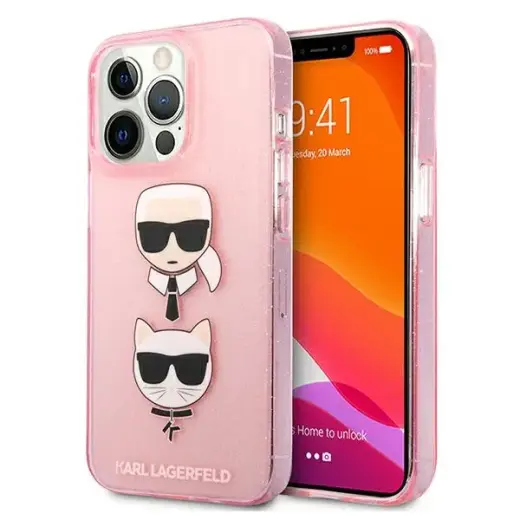 Karl Lagerfeld KLHCP13XKCTUGLP iPhone 13 Pro Max 6,7" różowy|pink hardcase Glitter Karl`s & Choupette