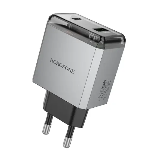 Borofone BN20 tīkla lādētājs | 35W | PD | USB-A, USB-C | grey