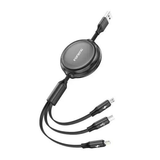 Foneng X113 3-in-1 data transfer and charging cable | USB-A to USB-C, Lightning, Micro USB | 1.1m | black