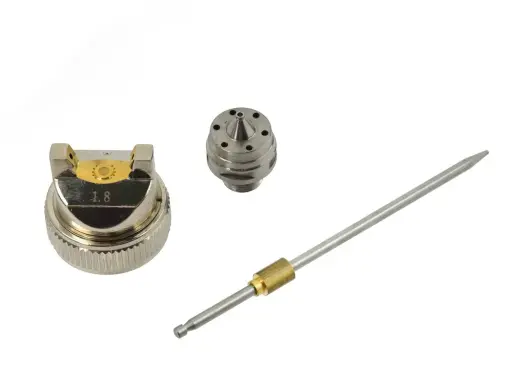 1,8 mm purkštukas, adata ir oro dangtelis