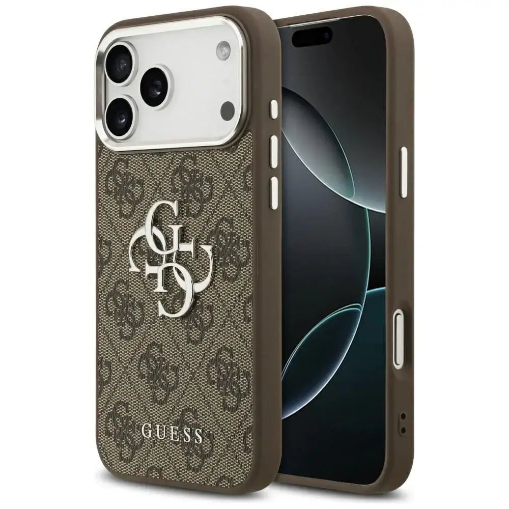 Guess 4G Big 4G Classic Logo maciņš telefonam iPhone 17 Pro Max brūns pelēks