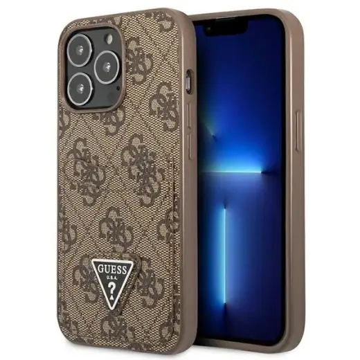 Guess 4G Saffiano Double Card Case for iPhone 13 Pro Max Brown