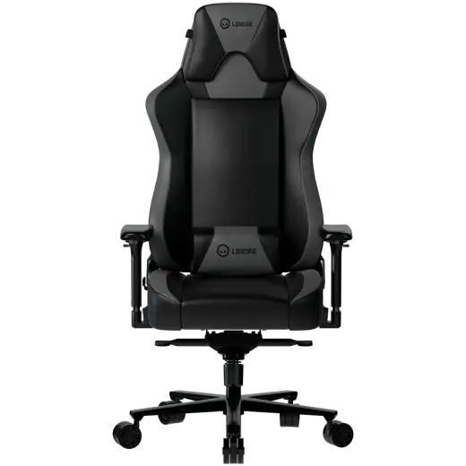 LORGAR Base 311, Gaming chair, PU eco-leather, 1.8 mm metal frame, multiblock mechanism, 4D armrests, 5 Star aluminium base, Class-4 gas lift, 75mm PU casters, Black + grey