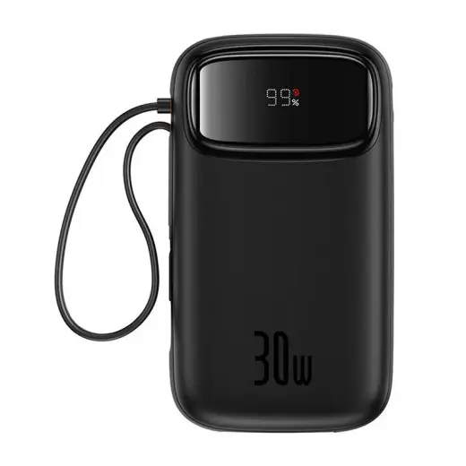 Ārējais akumulators Baseus QPow 2 20000mAh 30W 2xUSB-C (melns)