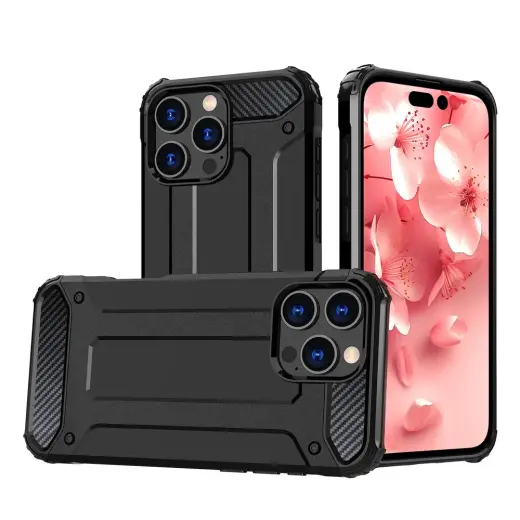 Hybrid Armor telefono dėklas iPhone 16 Pro juodas