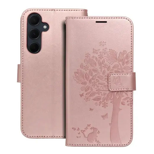 MEZZO tree knyginio tipo telefono dėklas Samsung Galaxy A35 5G (A356) rožinis
