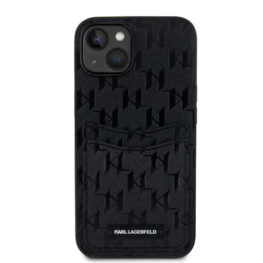 Karl Lagerfeld Saffiano Monogram Card Slot Case for iPhone 13 Black