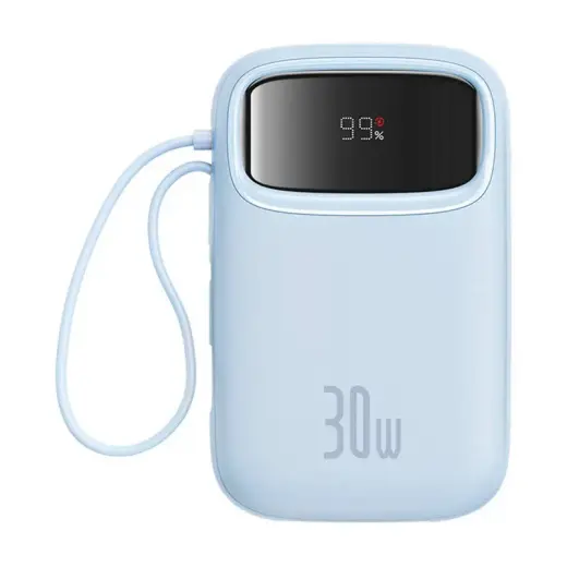 Baseus QPow 2 ārējais akumulators (powerbank) | 10000 mAh | 30W | USB-C, USB-A | LED ekrāns | zils