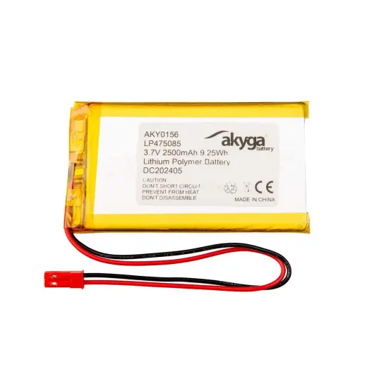 Lithium Polymer Battery Akyga AKY0156 LP475085 Li-Po 3.7V|2500mAh PCM JST 2.54 2-Pin Connector 150mm