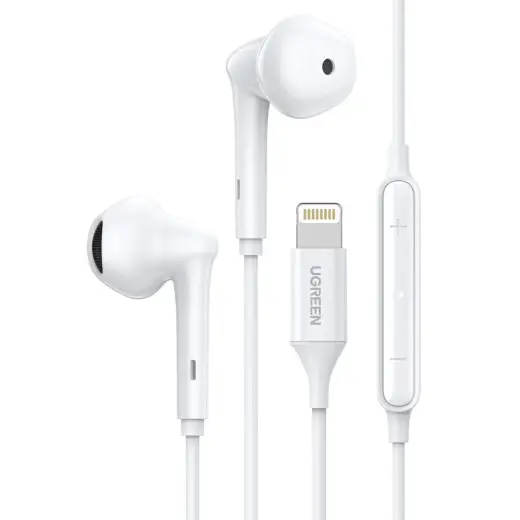 Ugreen in -ear Lightning headphones with remote and microphone MFI white (EP101 80649)