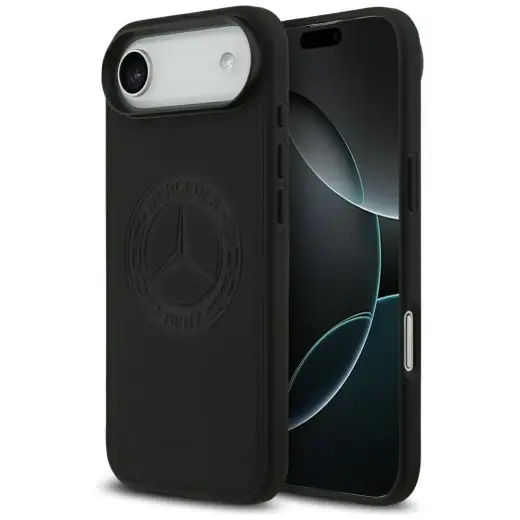 Mercedes Leather Vintage Logo maciņš ar MagSafe atbalstu telefonam iPhone 17 Air melns