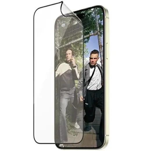 PanzerGlass Matrix D3O UWF grūdintas stiklas telefonui iPhone 15 Plus 6.7" Ultra-Wide-Fit rPET ekrano apsauga, pridedamas Easy Aligner 2819 hibridinis (privatumo efektas)