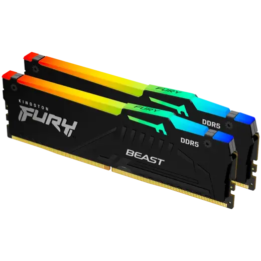 Kingston FURY Beast RGB - DDR5 - kit - 64 GB: 2 x 32 GB - DIMM 288-pin - 6000 MHz | PC5-48000 - unbuffered