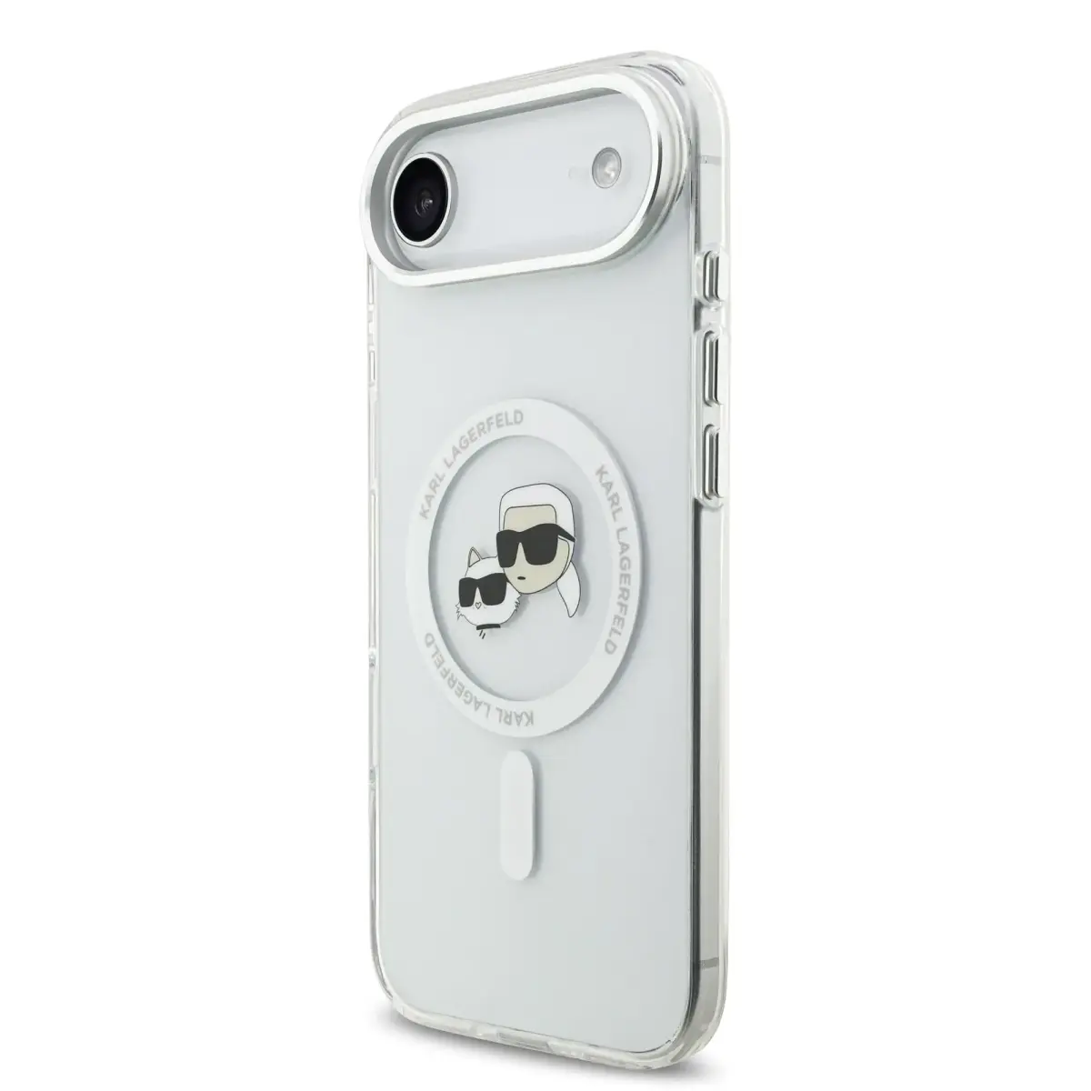 Karl Lagerfeld IML K&CH Heads Metal Frame MagSafe Case for iPhone Air Transparent