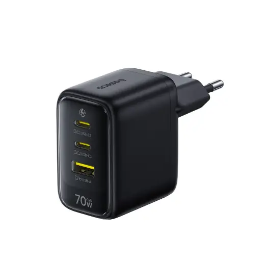 Baseus EnerFill FE22 tīkla lādētājs | 70W | GaN | USB-C, USB-A | melns