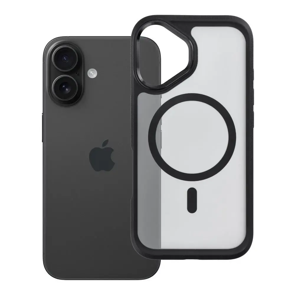 Case for iPhone 16 Forcell F-Protect Smoke Hybrid Premium compatible with MagSafe black