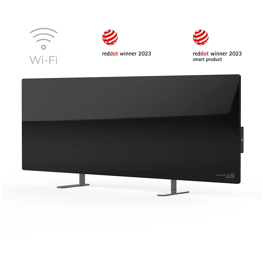 AENO Premium Eco Smart Heater, 700W, Tempered glass, Infrared + convection heating, Plug type: Europe (E/F type), BLACK