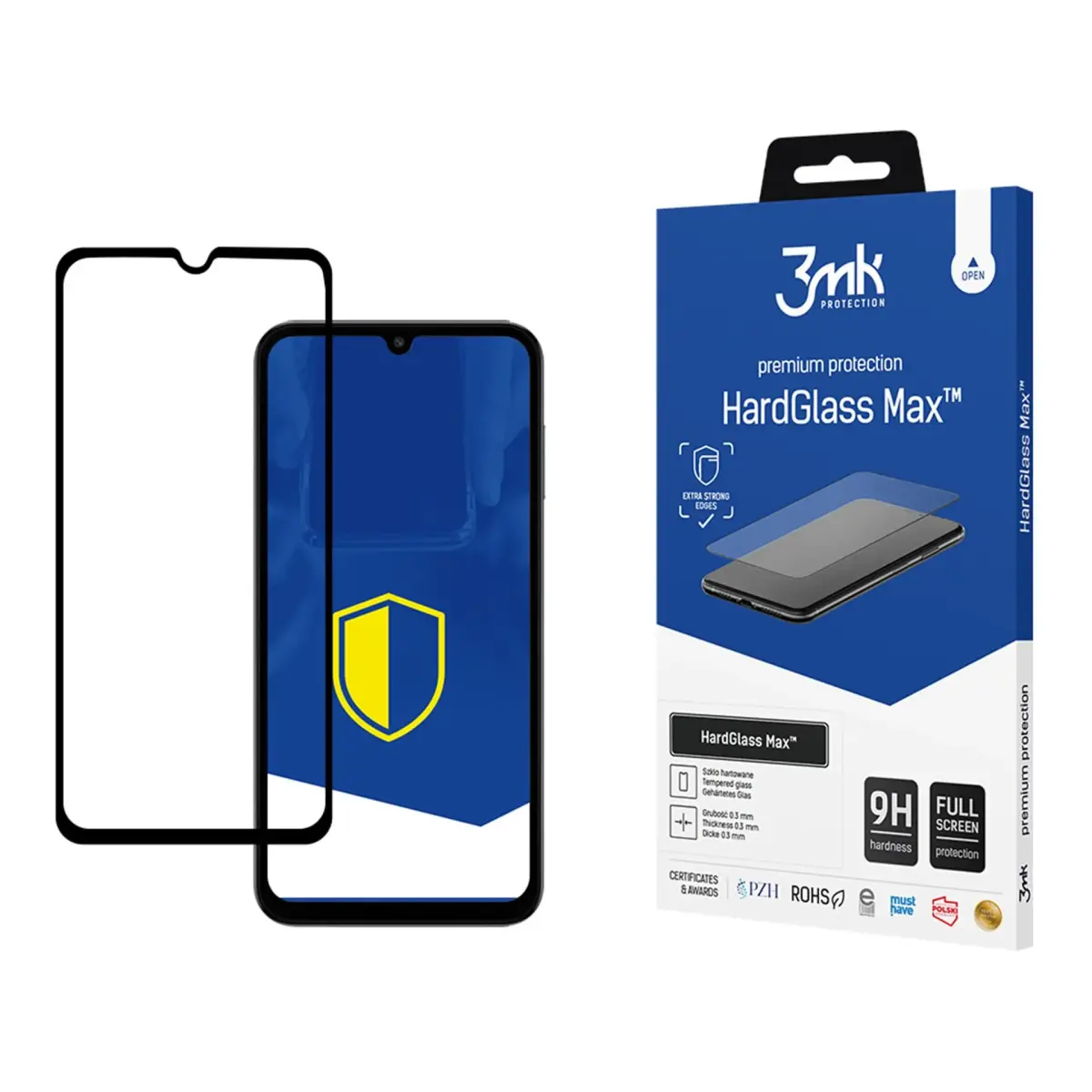 3mk HardGlass Max aizsargstikls telefona ekrānam Galaxy M15 5G ar uzstādīšanas rāmi