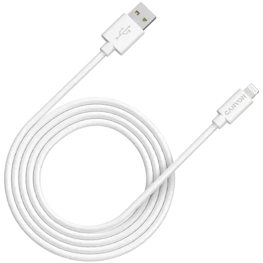 Canyon MFI-12 datu pārraides un uzlādes vads | MFI | USB-A uz Lightning | 2m | balts