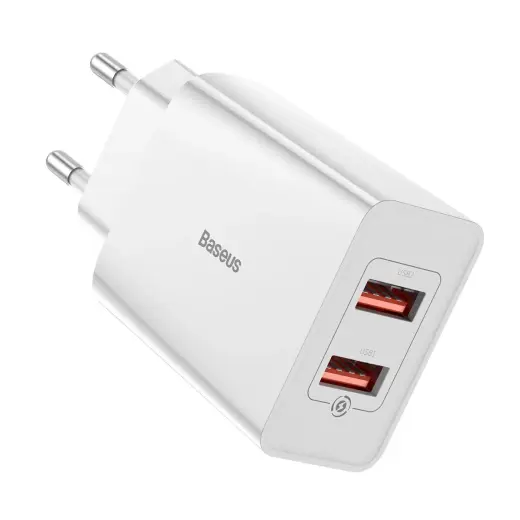 Baseus Speed Mini CCFS-V02 Travel Charger 2 x USB | 18W | 3A | Quick Charge 3.0 | White