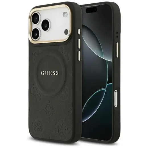 Case Guess Peony Hot Stamp MagSafe for iPhone 17 Pro Max black