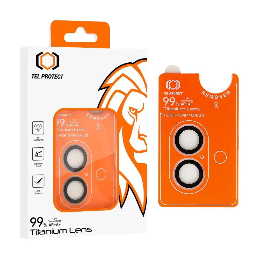 Tempered glass Tel Protect Titanium Lens 99% AR on camera for Iphone 17 transparent (lens 2 pieces)
