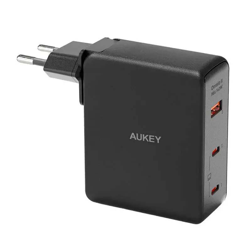 Aukey PA-B7O зарядное устройство | 140W | GaN | USB-A, USB-C | черное