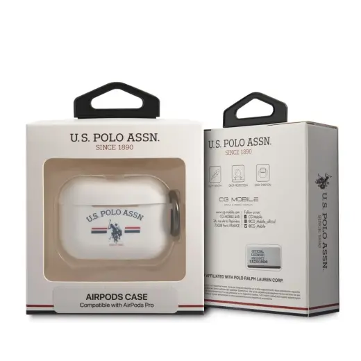 USACAPSFGH U.S. Polo Horses Flag Silicone Case for Airpods Pro White